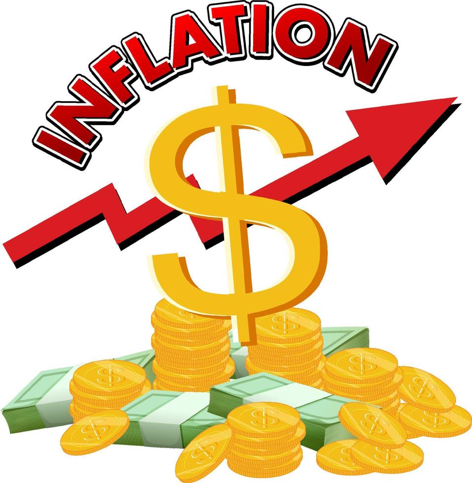 Inflation logo with pile of money vector