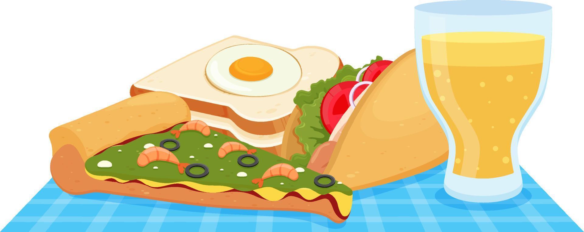 Fast food set in cartoon style vector