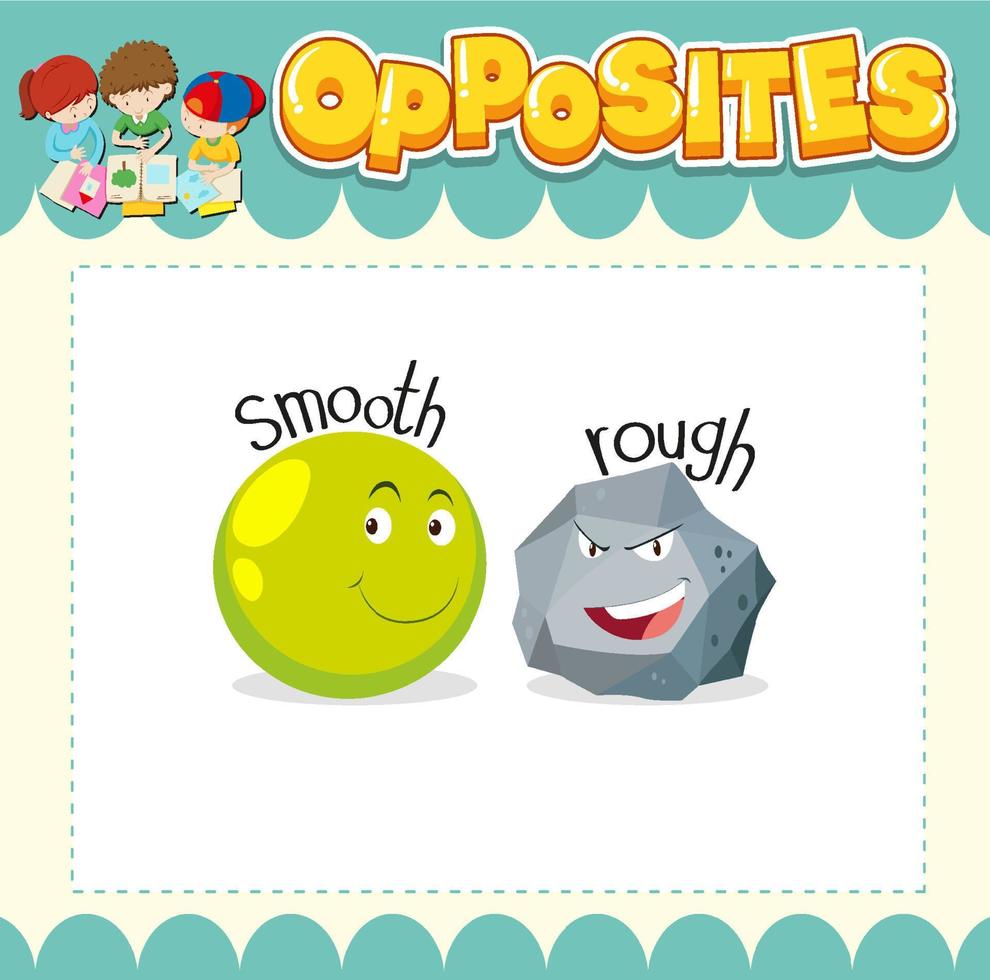 Education word card of English opposites word vector