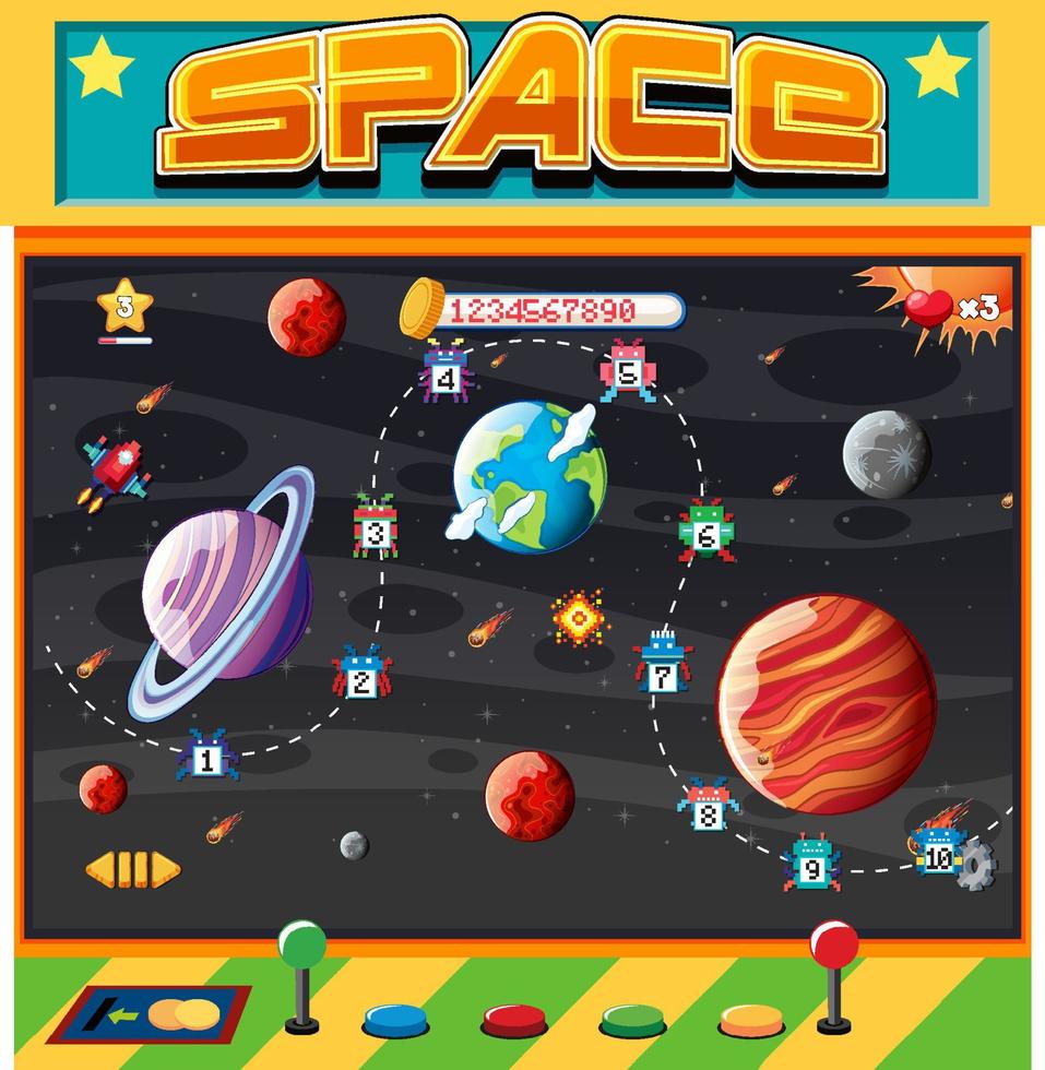 juego espacial arcade retro vector