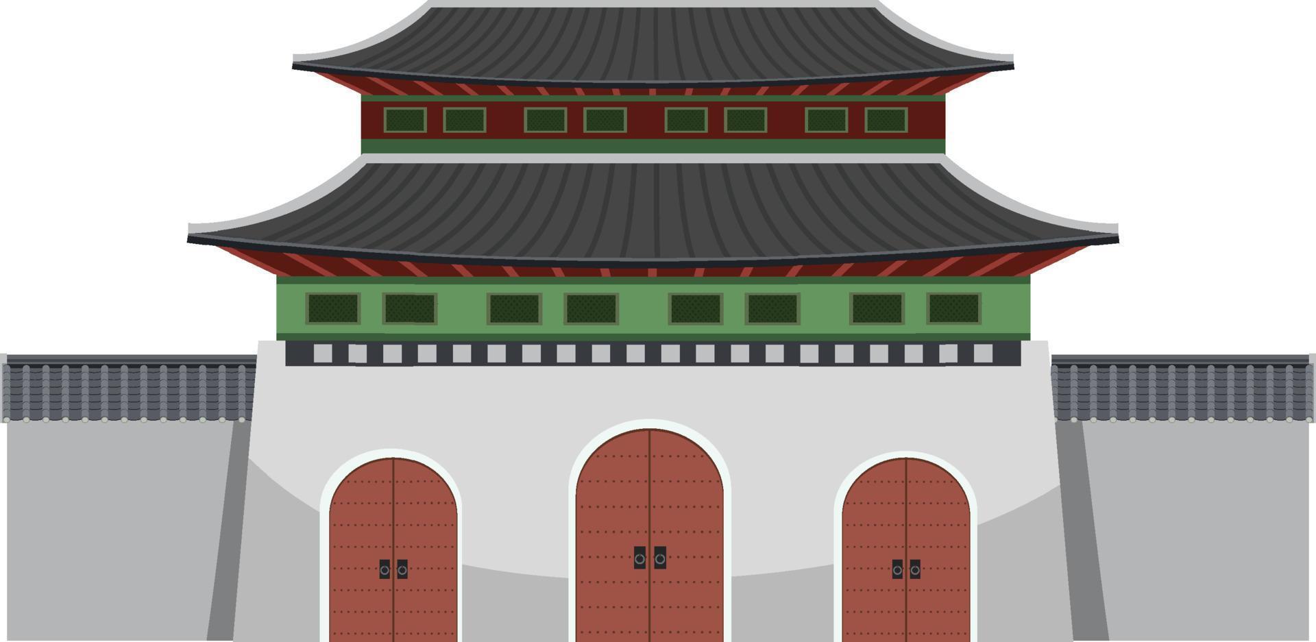 palacio antiguo coreano sobre fondo blanco vector