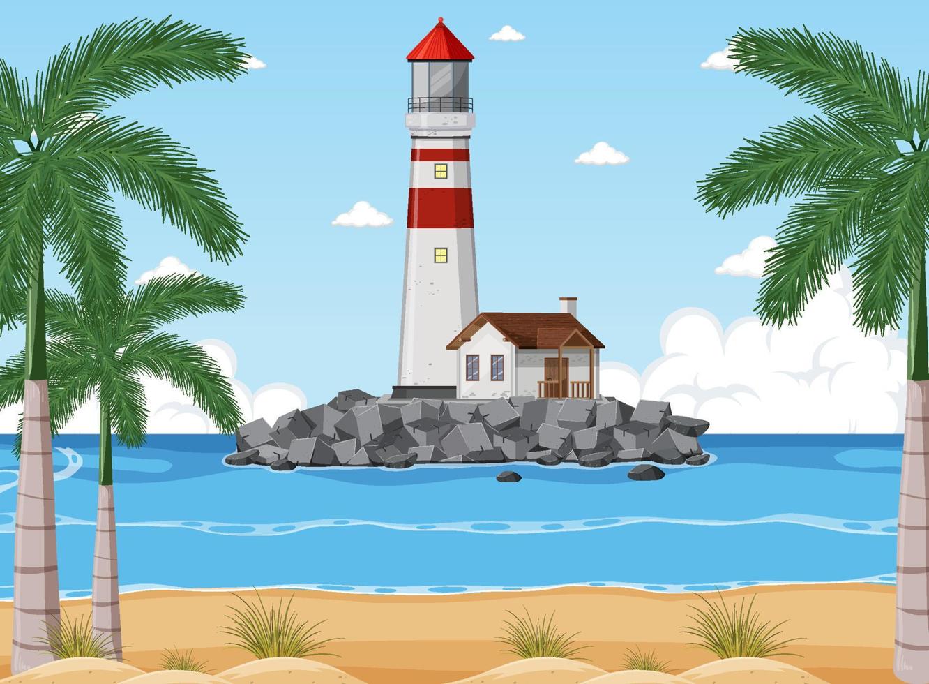 Lighthouse on the coast vector