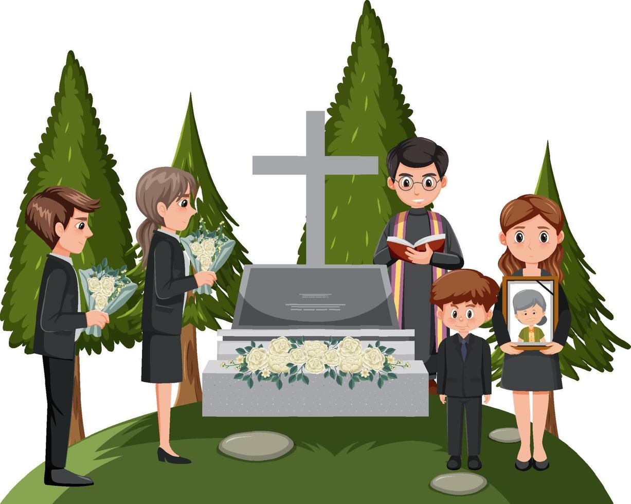 personas en ceremonia funeraria vector
