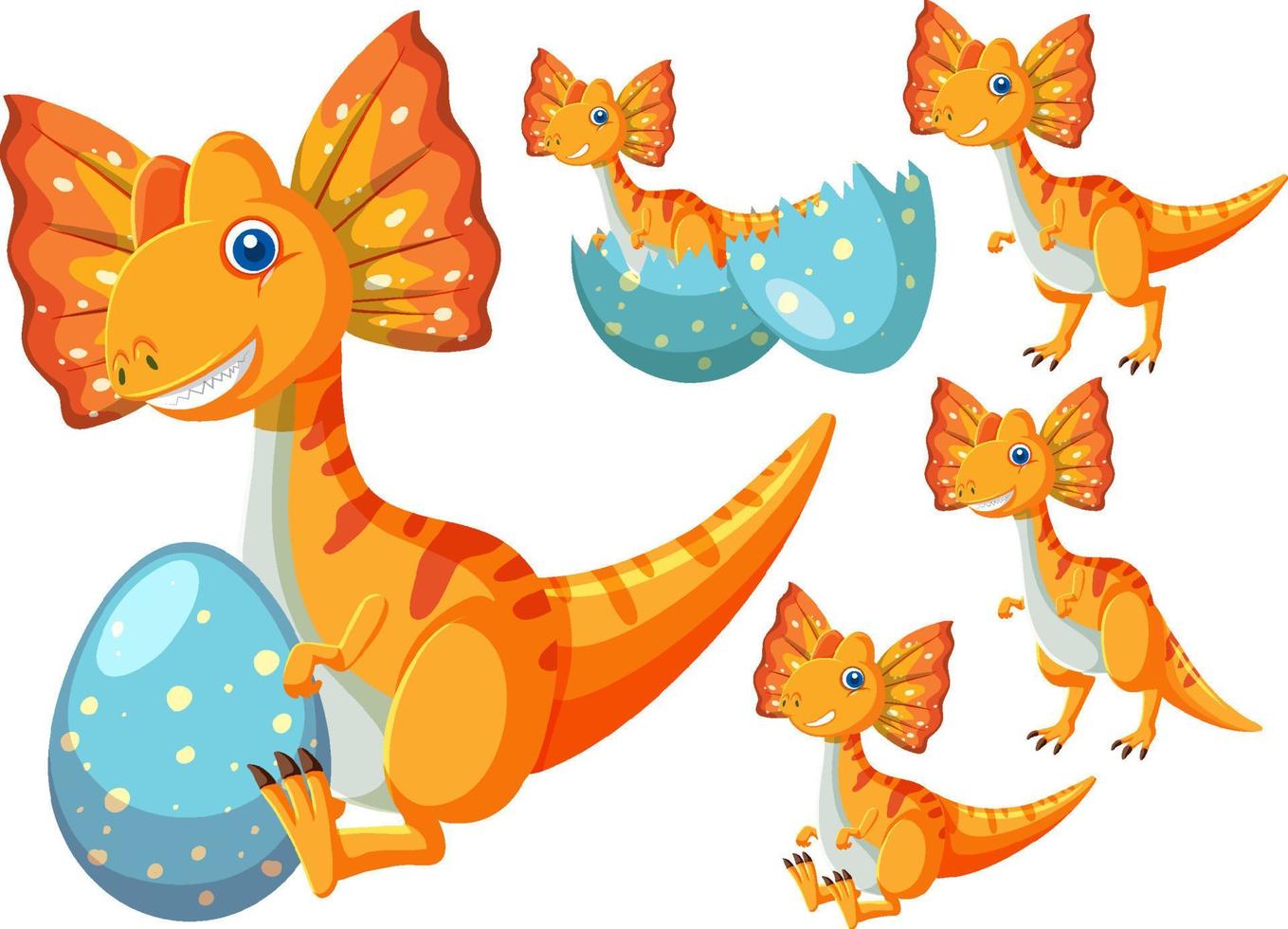 Set of cute dinosaur cartoon characters vector