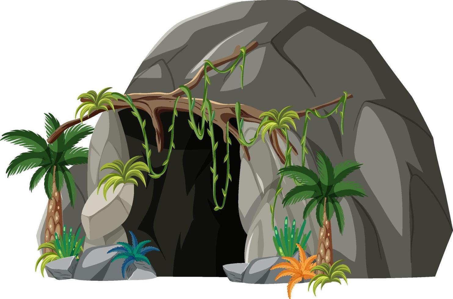 A stone cave with liana vector