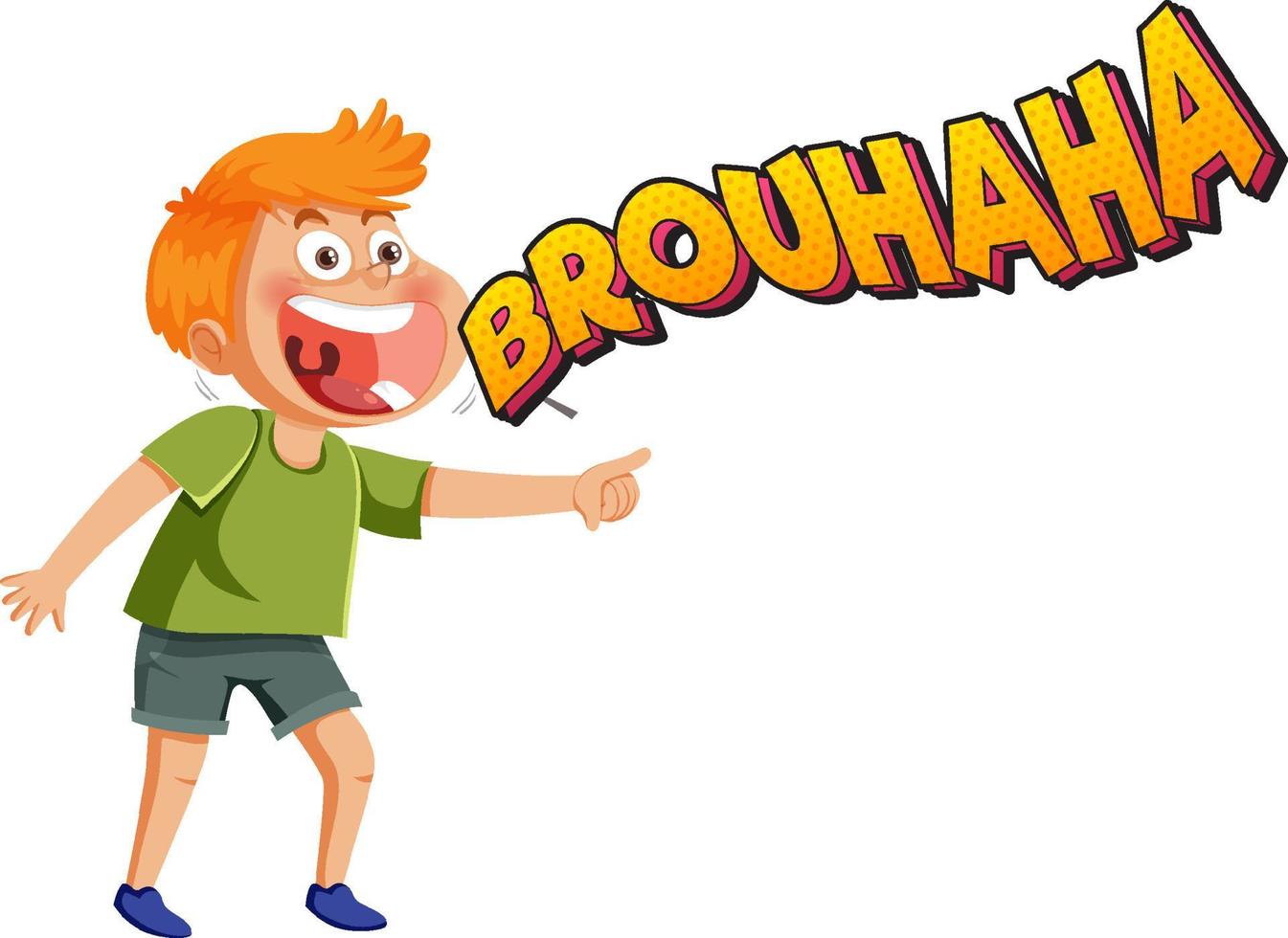 A boy laughing with brouhaha word lext vector