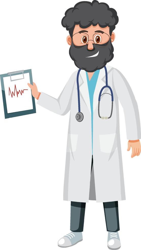 Happy doctor with patient file vector