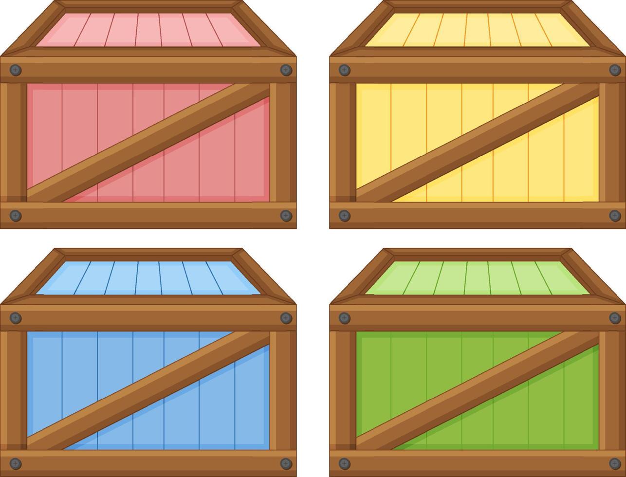 Set of wooden crate on white background vector