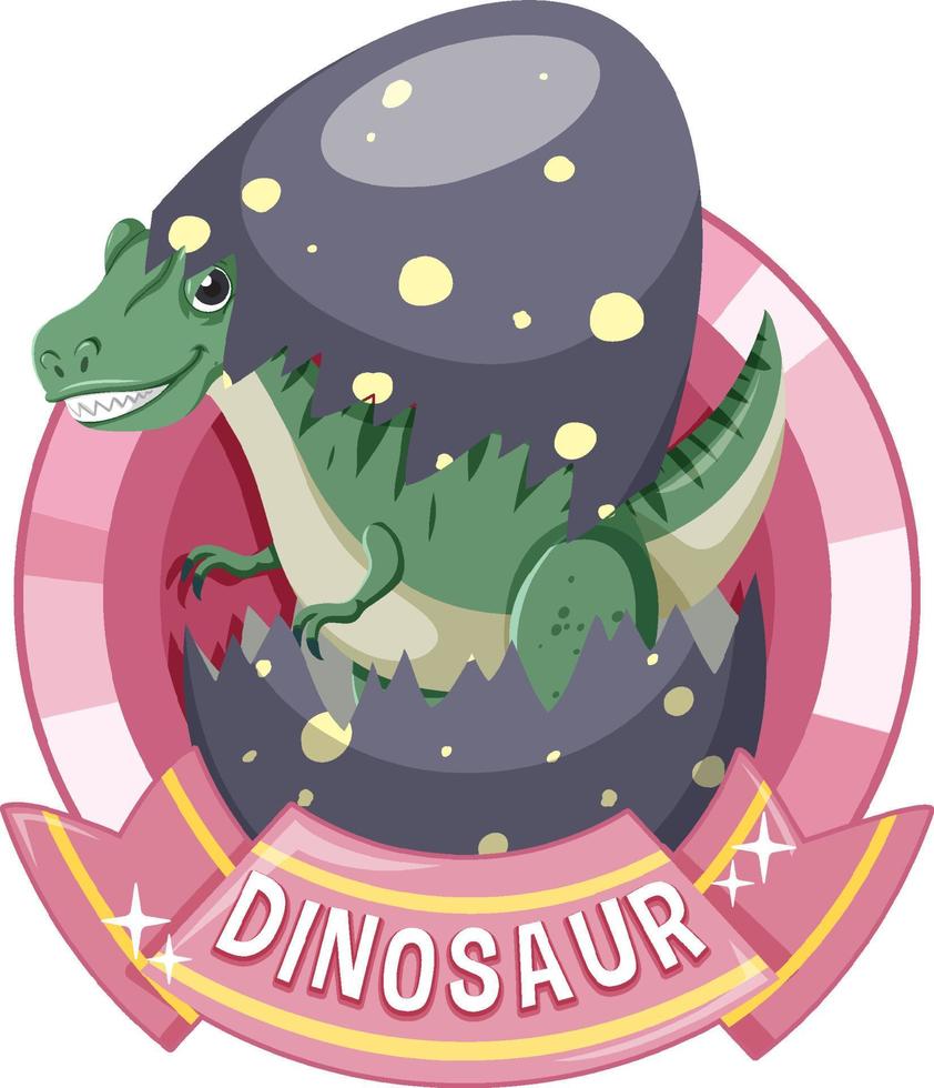 linda insignia de dibujos animados de dinosaurios vector