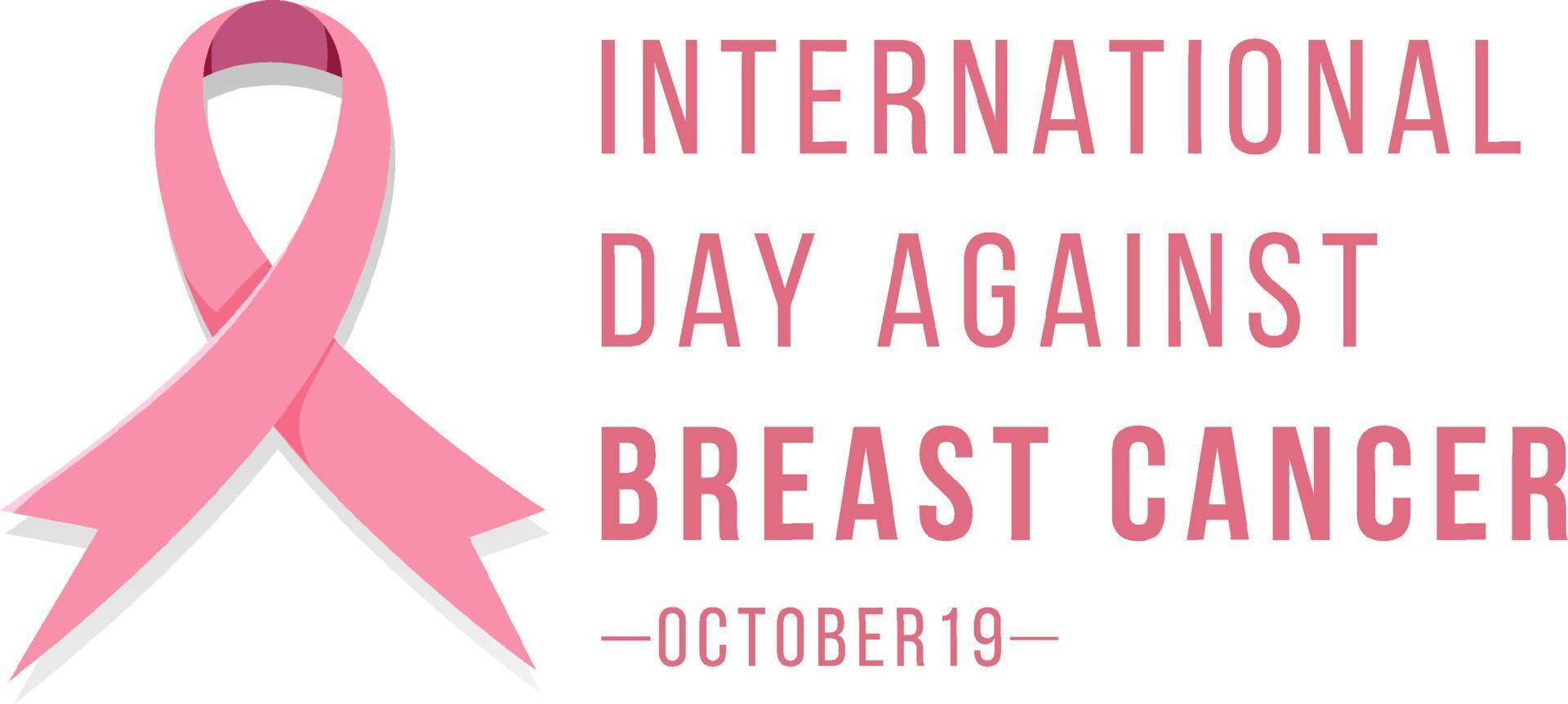 cartel del día internacional contra el cáncer de mama con el símbolo de la cinta rosa vector