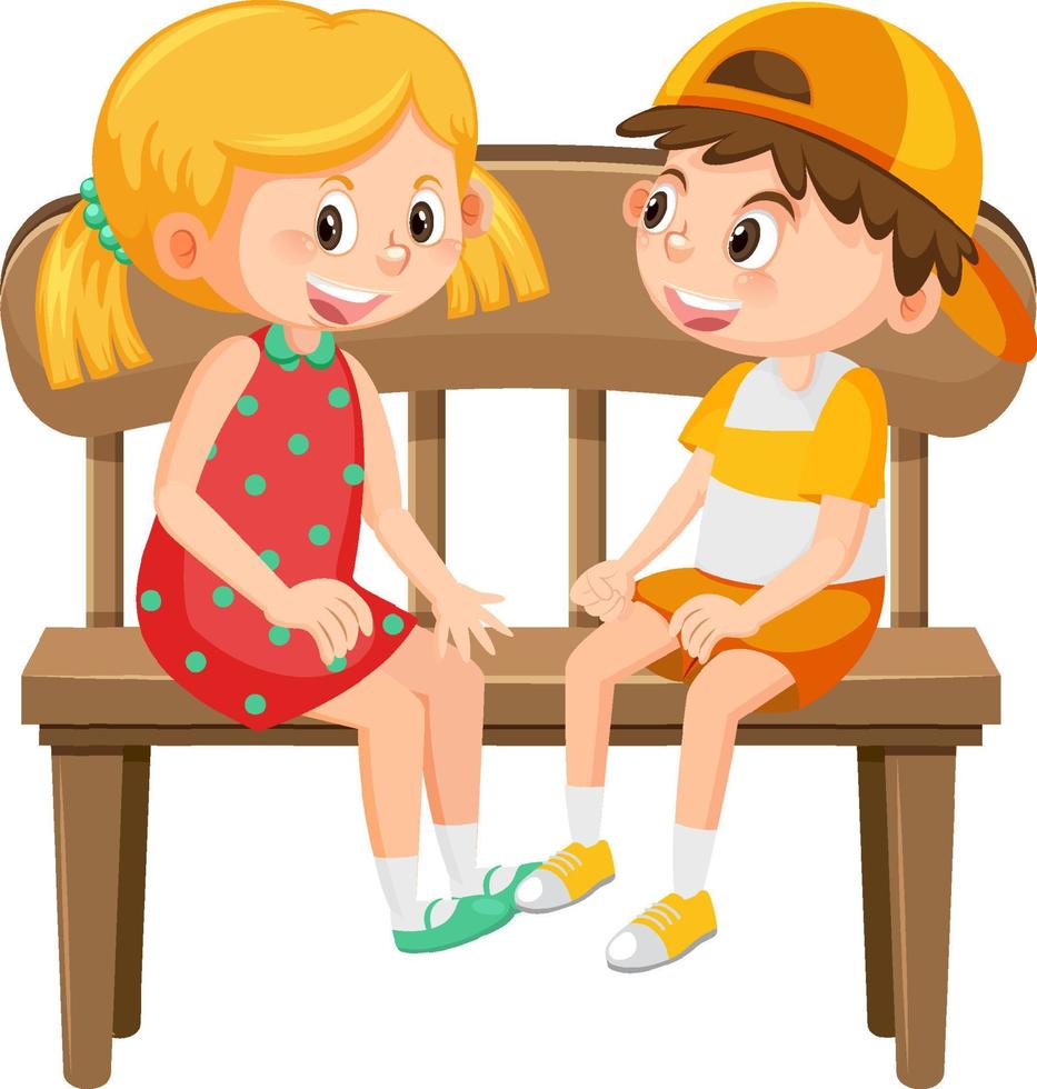 Children sitting on a bench vector