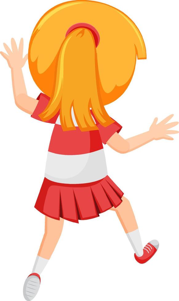 Back of a little girl cartoon character vector