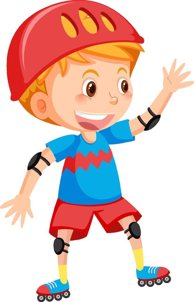 Cute boy on inline skates vector