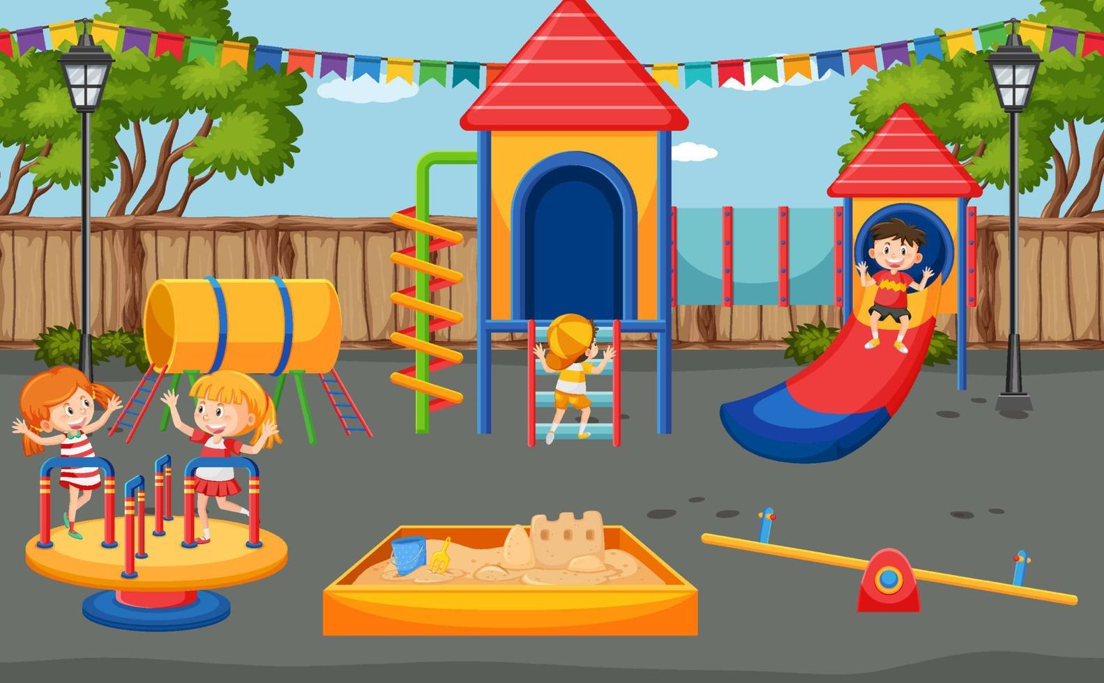 Children playing at playground vector