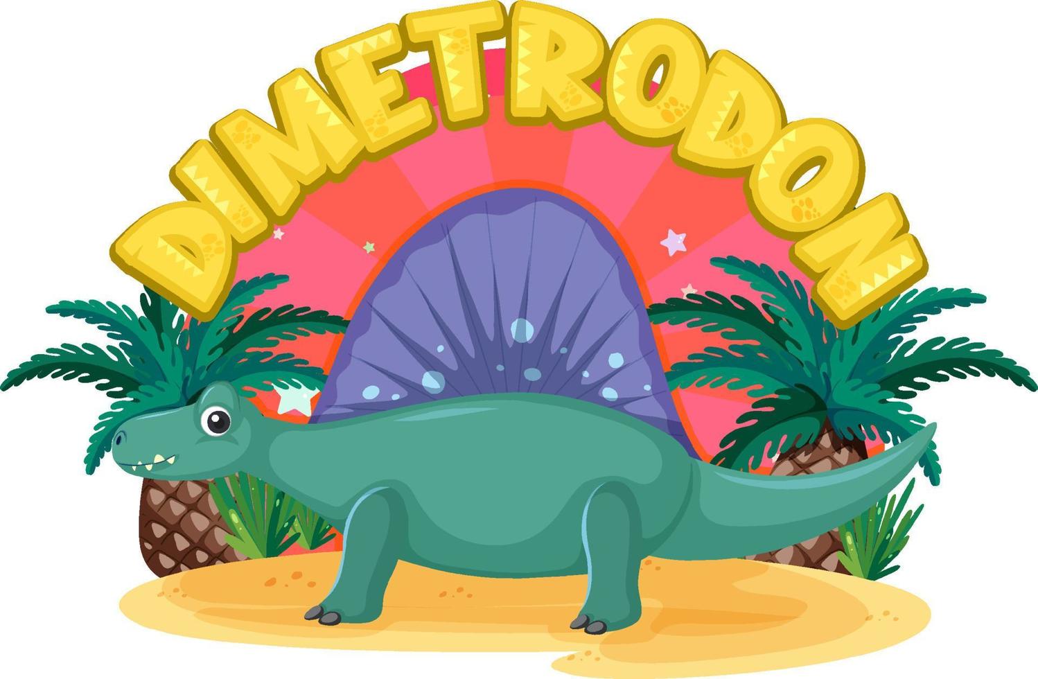 Little cute dimetrodon dinosaur cartoon character vector