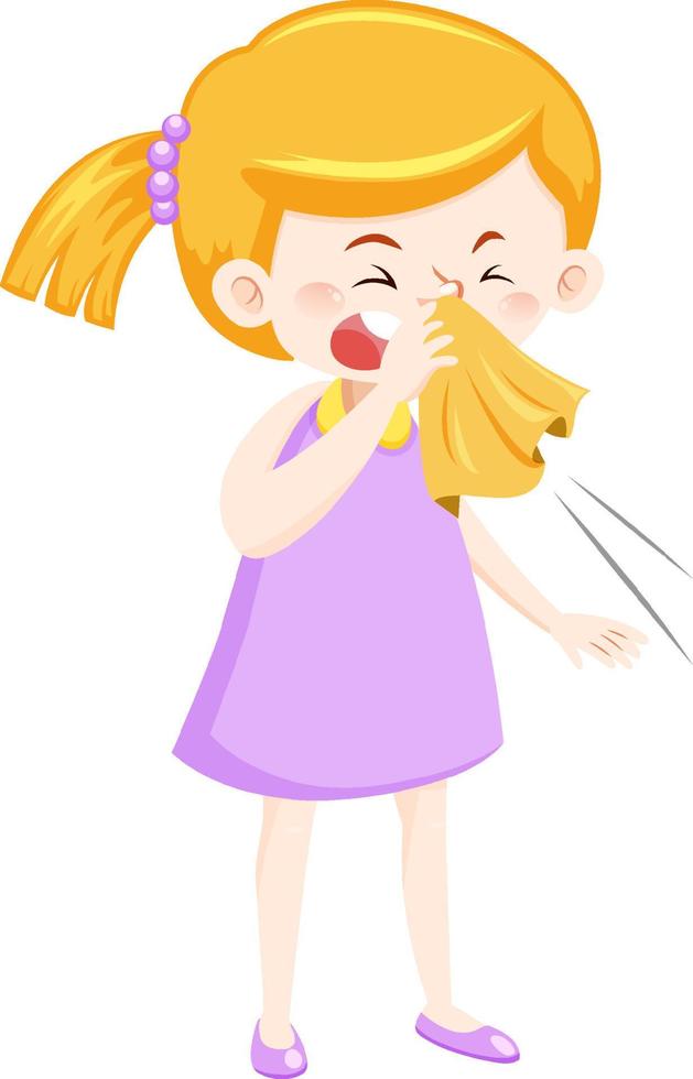 A sick girl cartoon character on white background vector