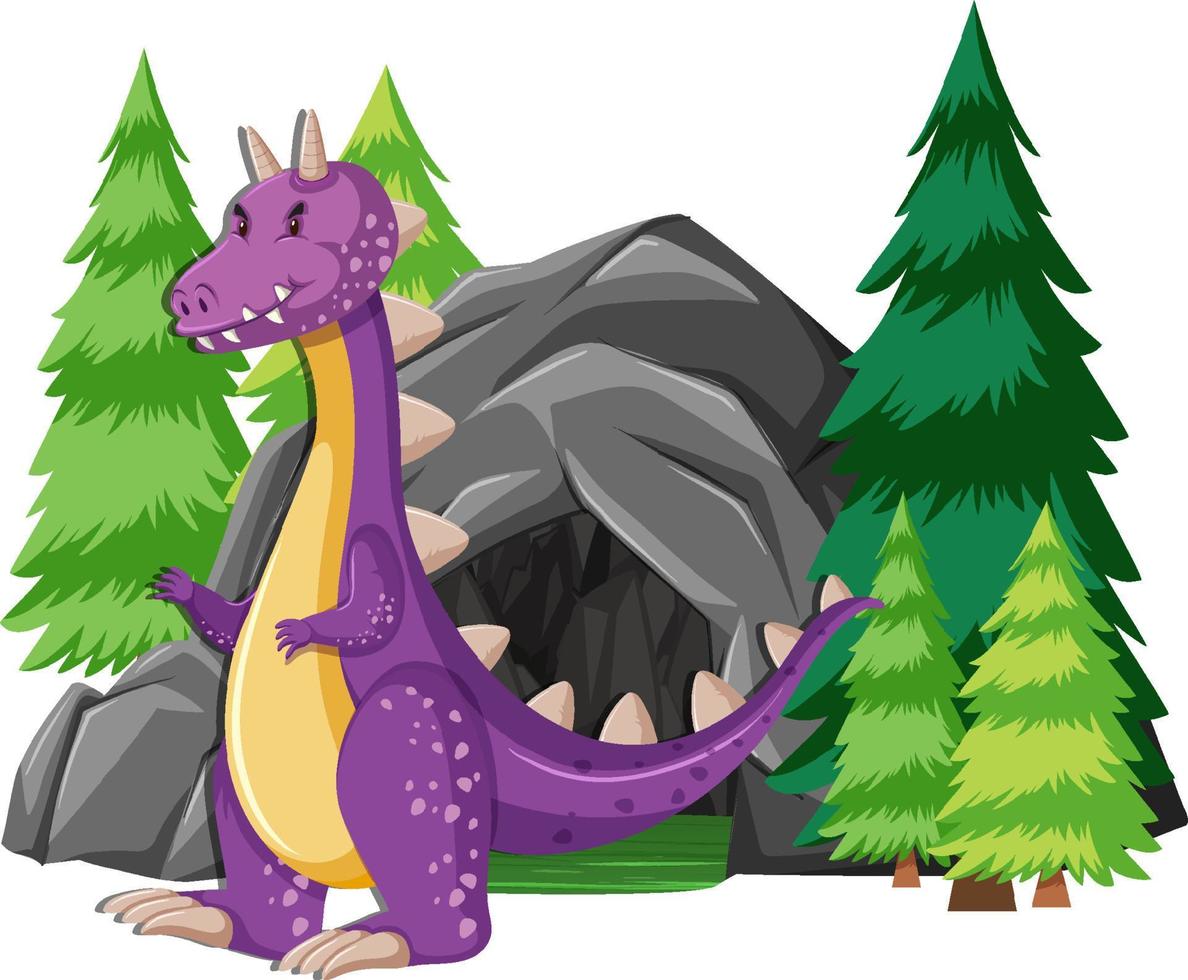 Dragon in front of the cave vector