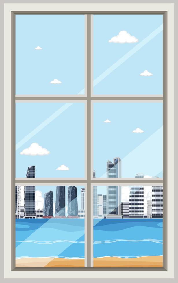 View through glass window vector