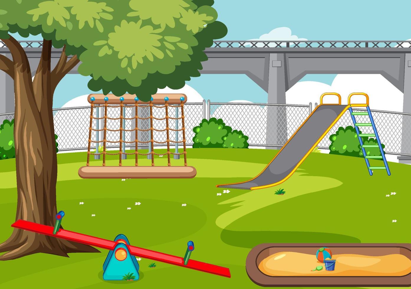 Empty playground background with rides vector