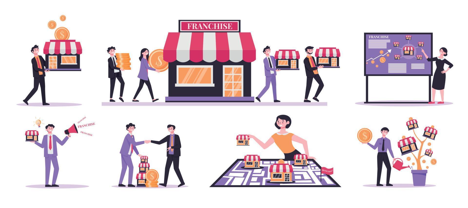 Franchise Business Compositions Set vector