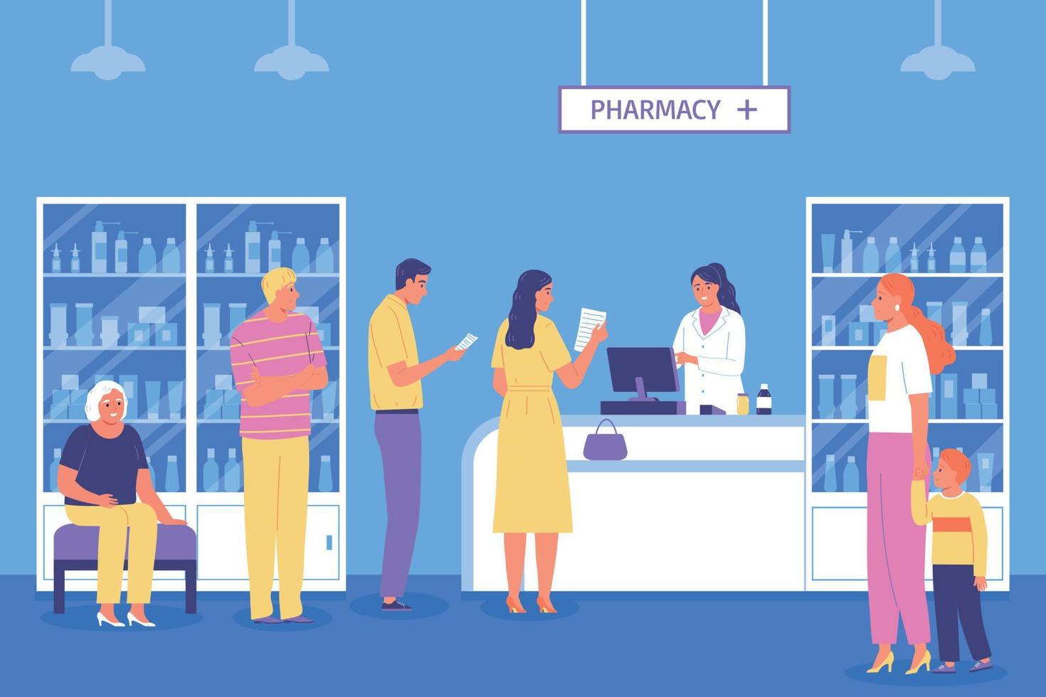 Pharmacy Flat Color Illustration vector