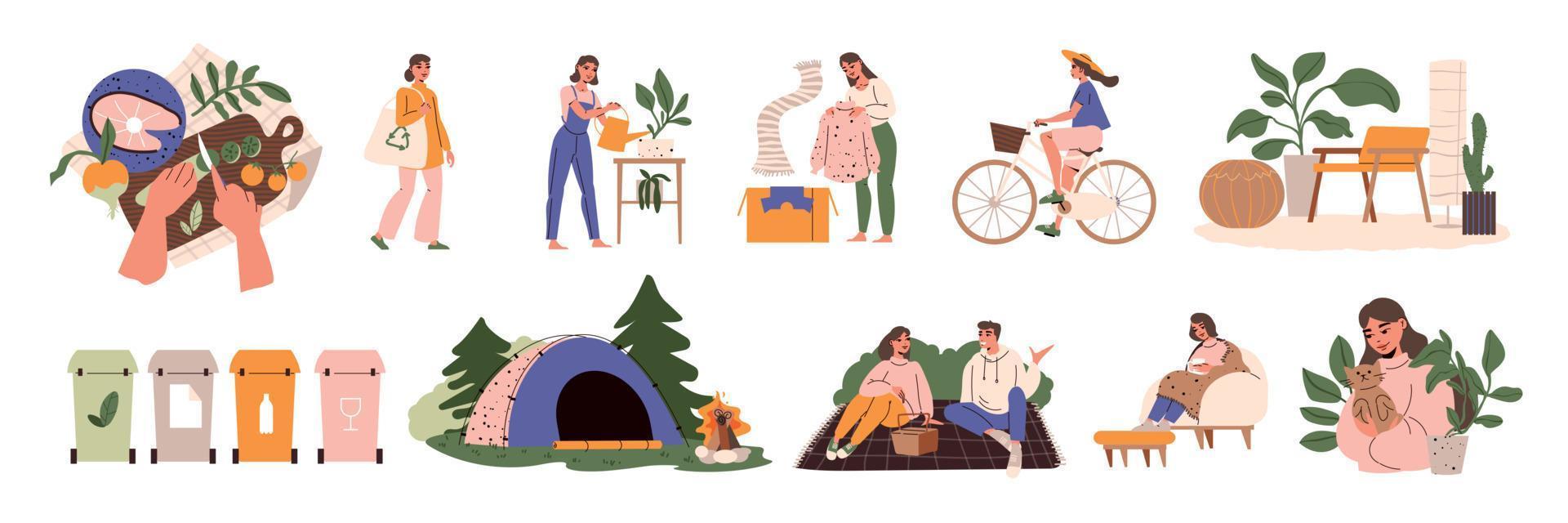 Flat Lagom Set vector