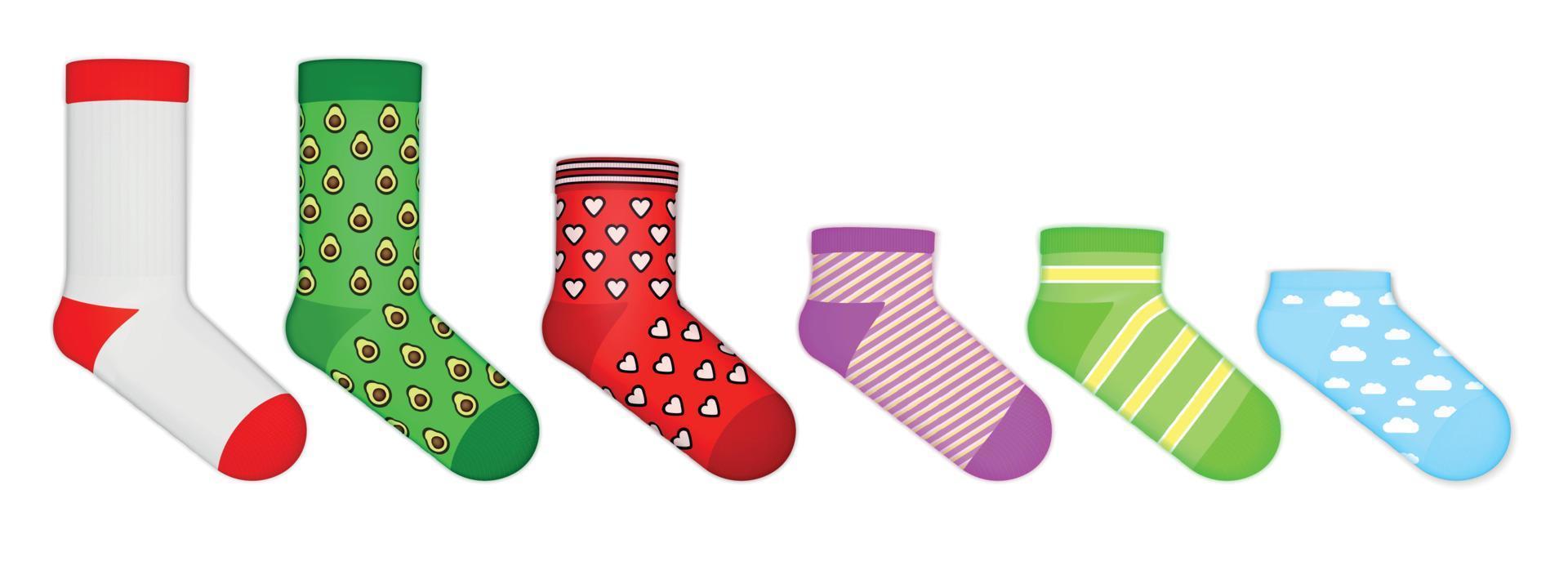 Socks Mockup Realistic Color Set vector