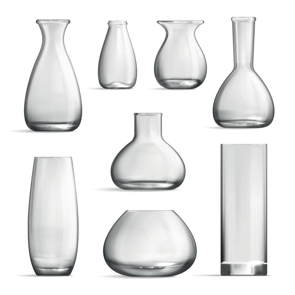 Glass Vase Mockup Realistic Monochrome Set vector
