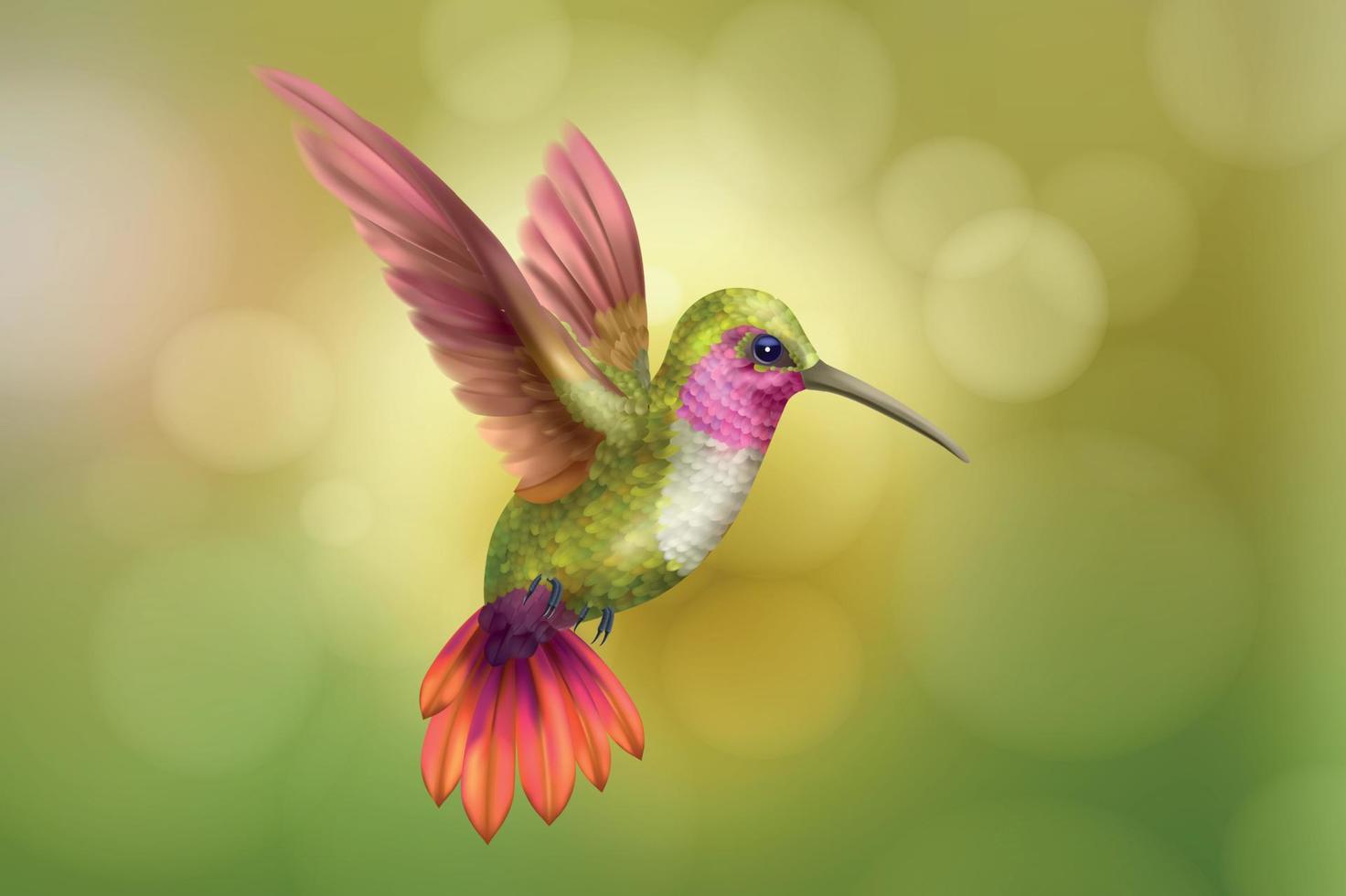 colibrí fondo realista vector