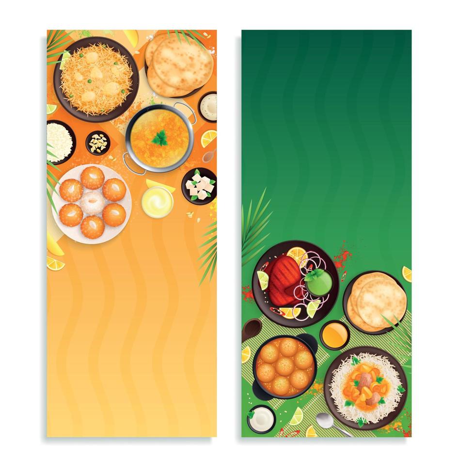 banners verticales de cocina india vector