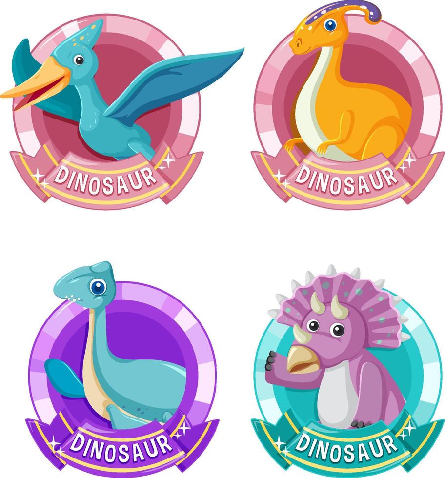 Set of cute dinosaur cartoon characters vector