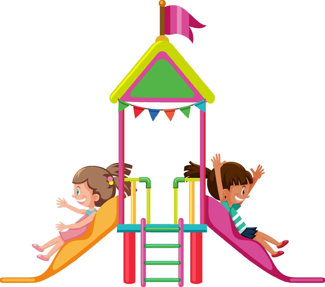 Outdoor playground slide for kids vector