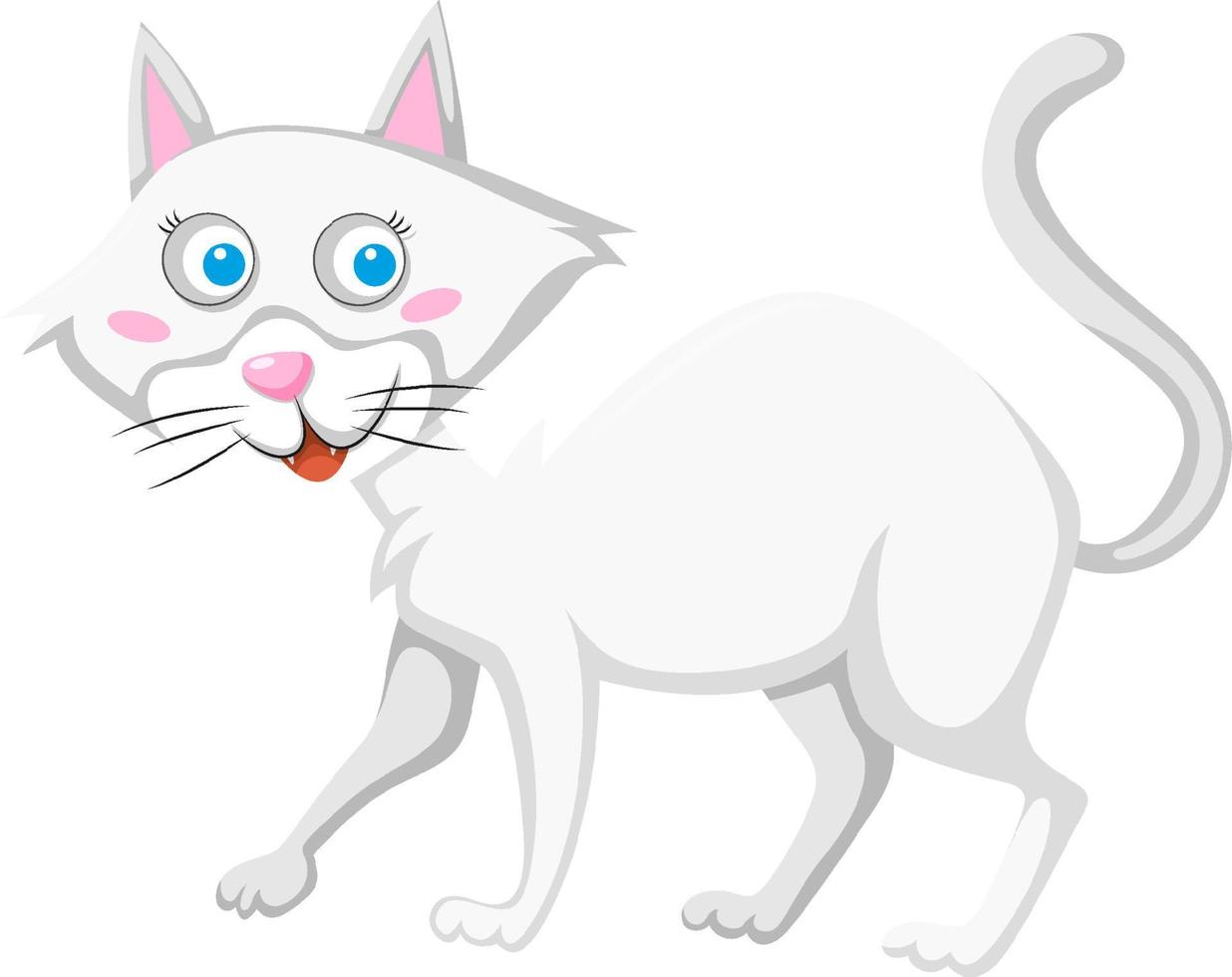White cat in cartoon style vector