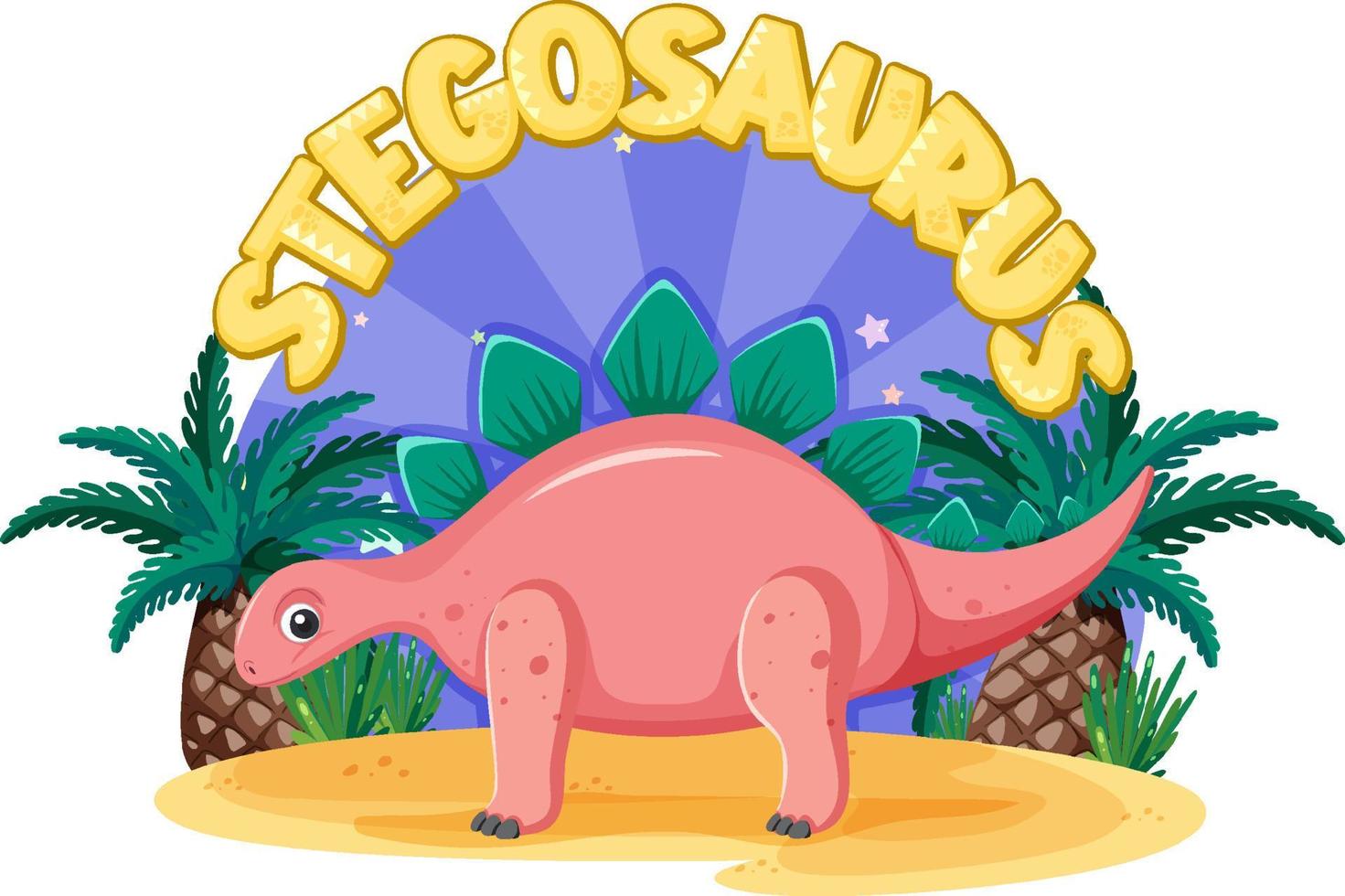 Little cute stegosaurus dinosaur cartoon character vector