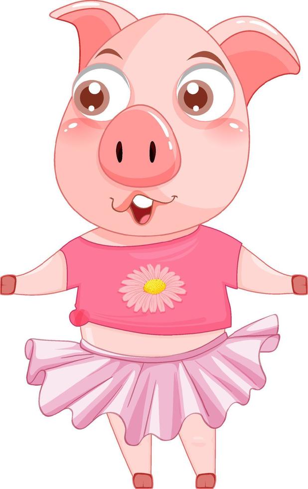 Cute pig cartoon character on white background vector
