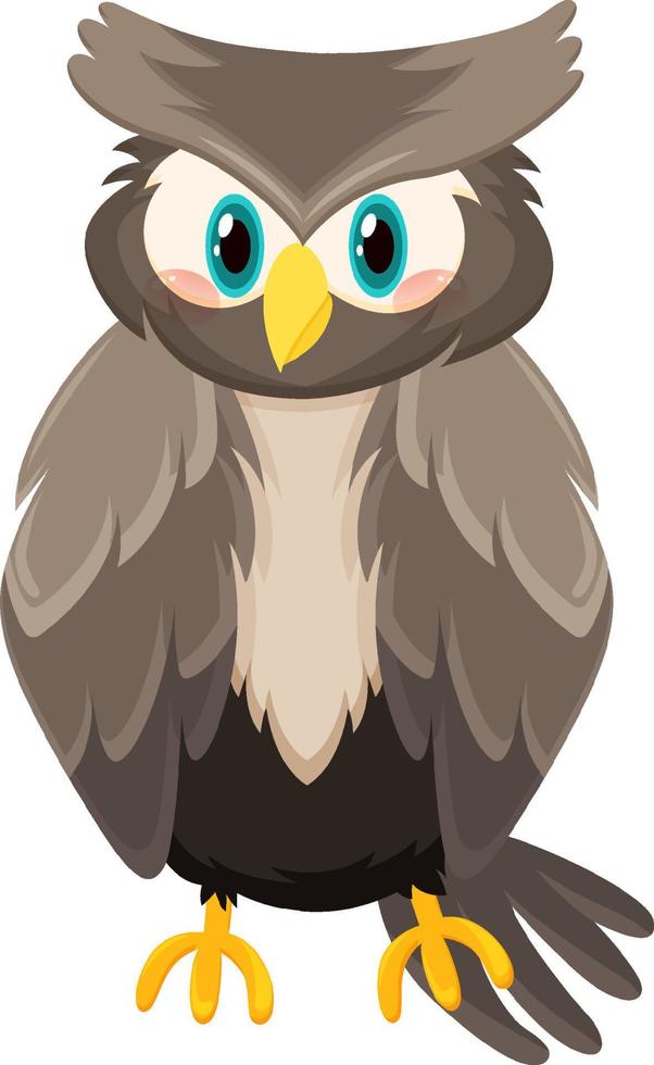 Grey owl bird in cartoon style vector