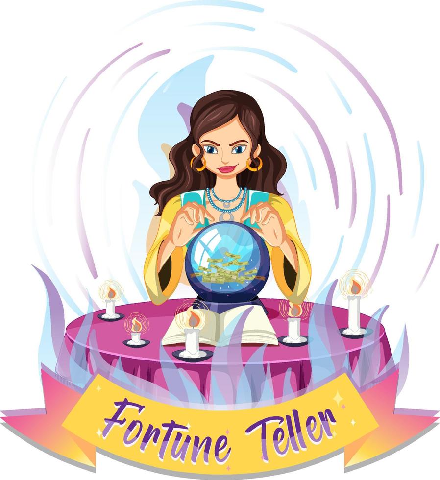 Fortune teller with crystal ball vector