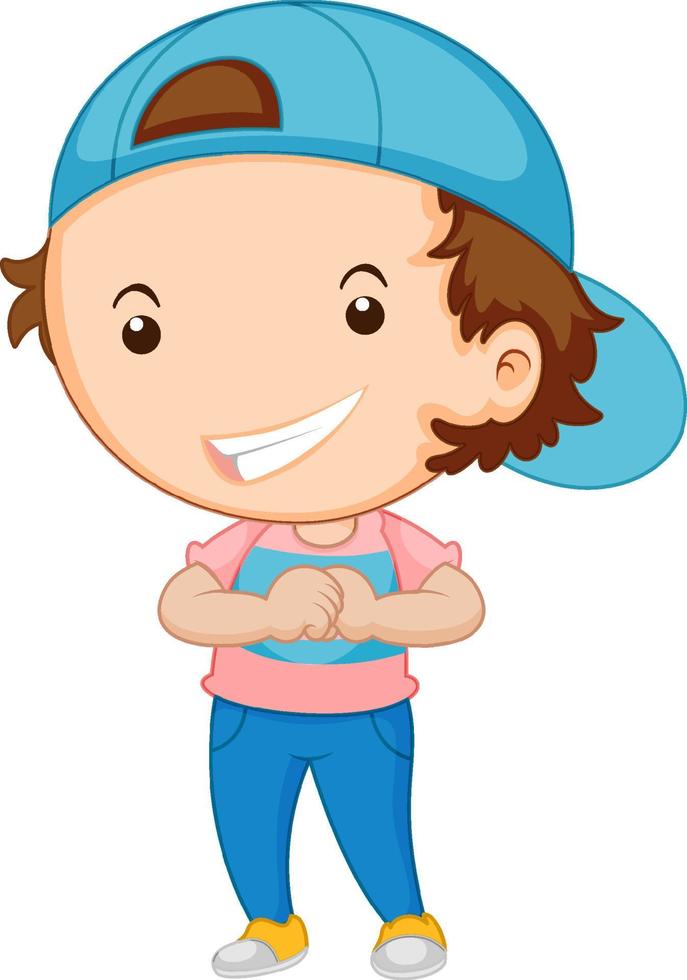 pequeño personaje de dibujos animados de niño feliz vector