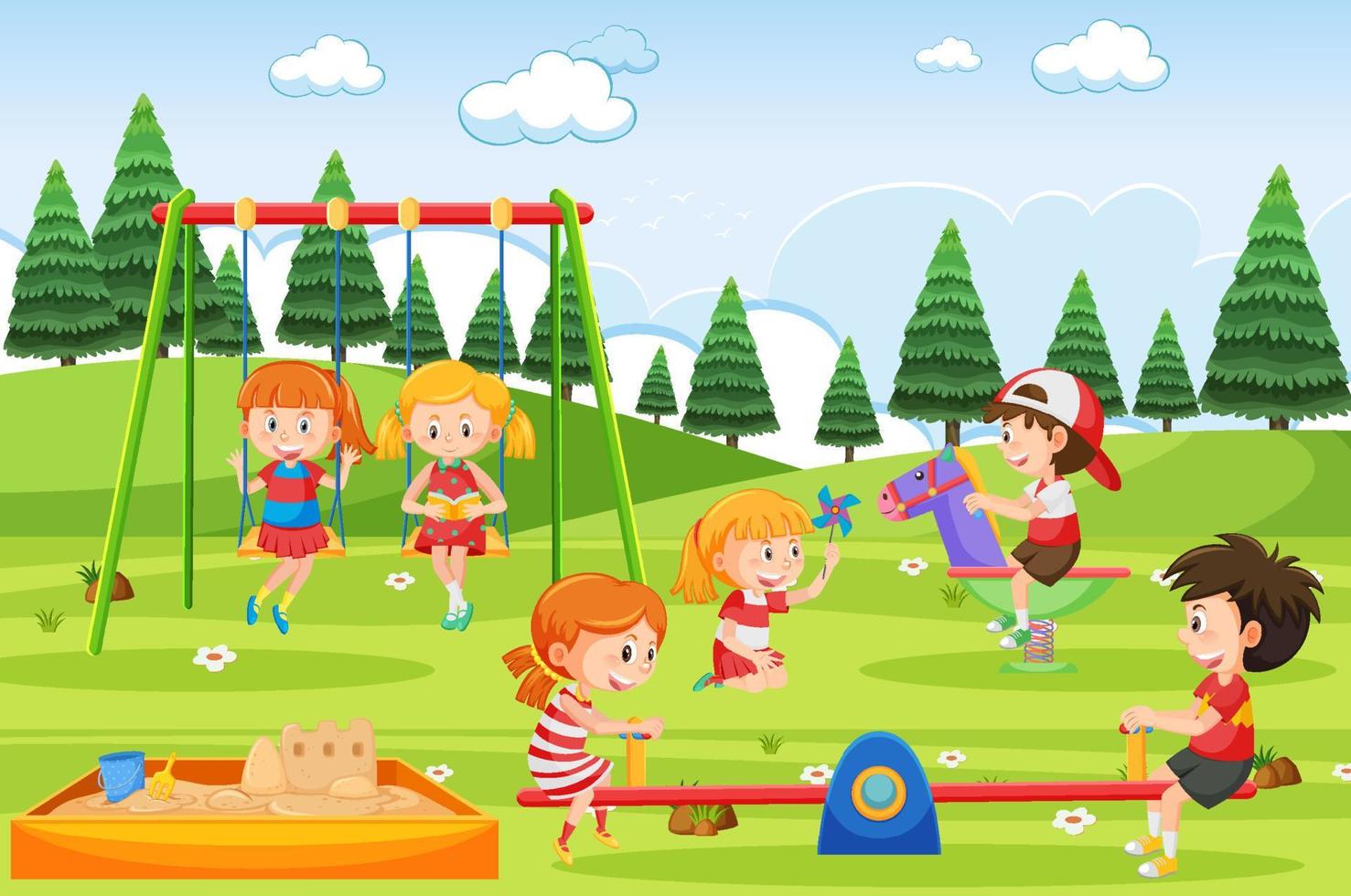 Children playing at playground vector