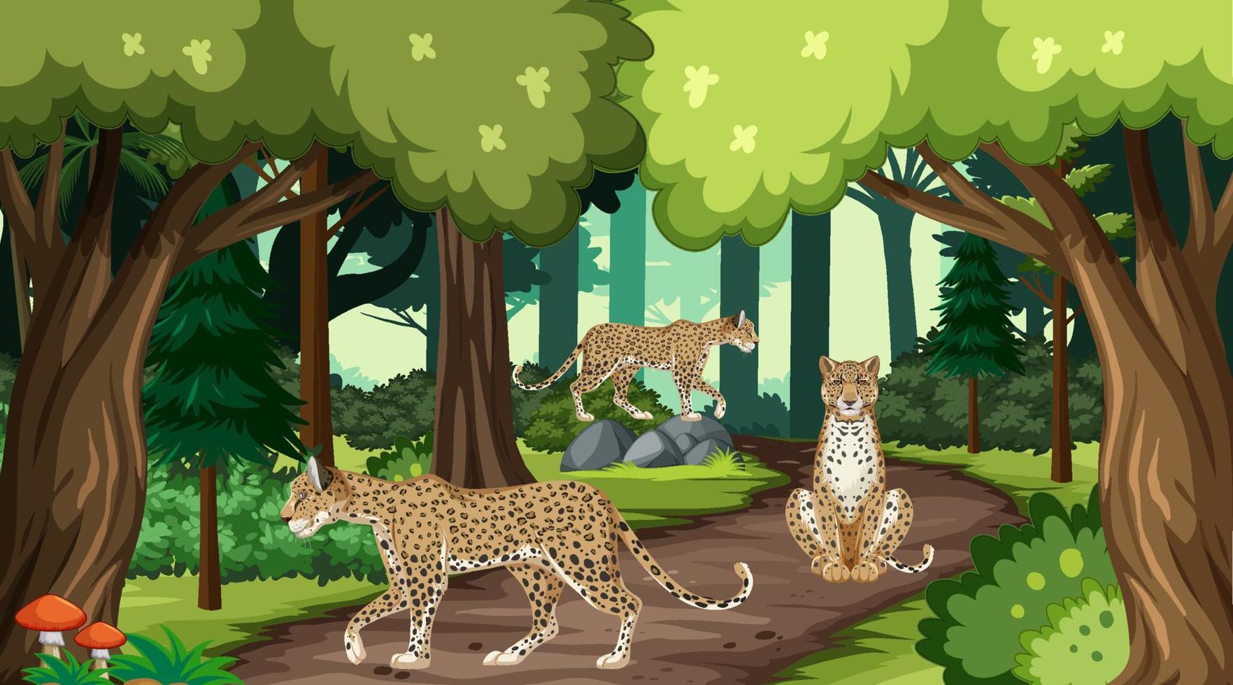 Various animals in the forest vector