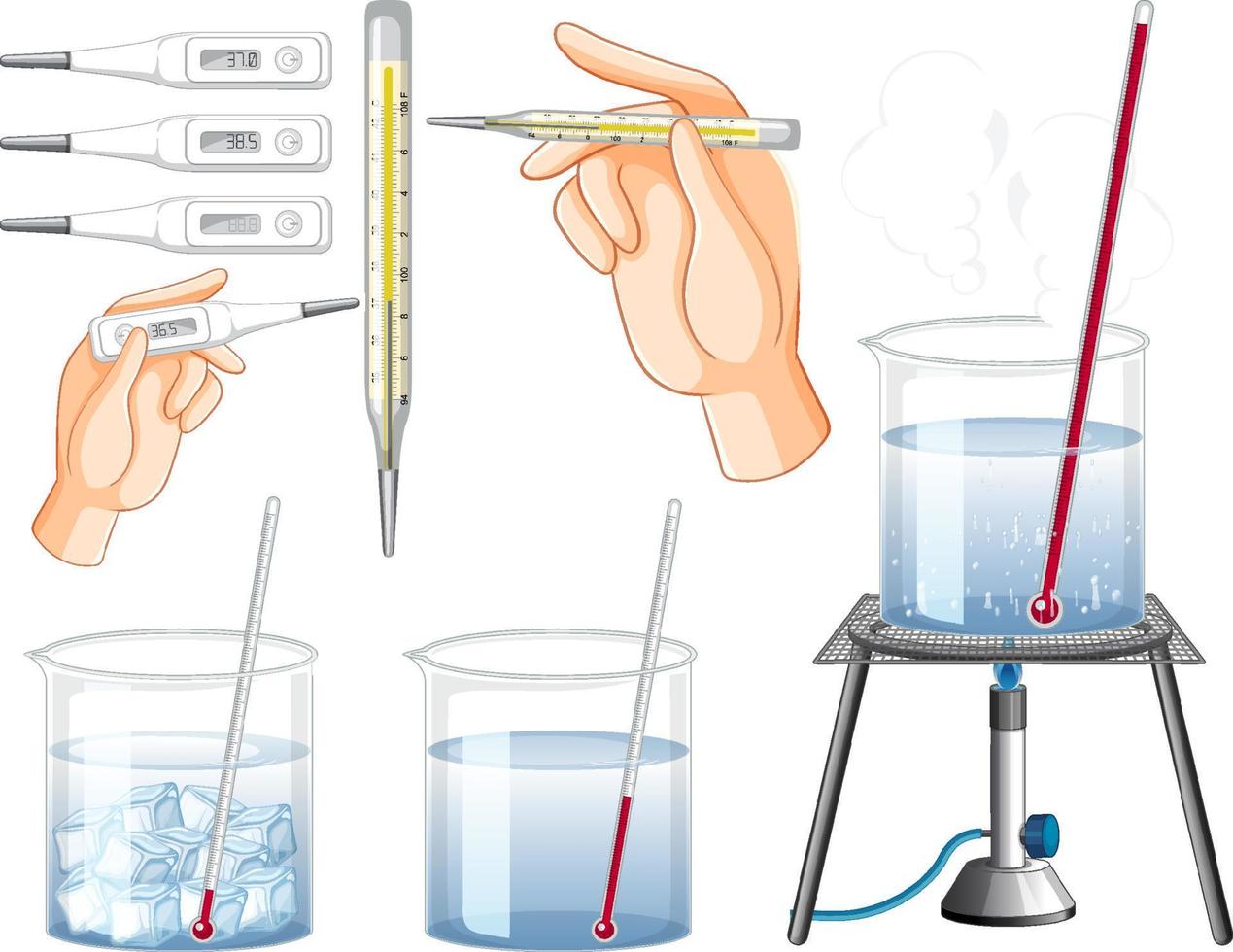 experimento científico de la temperatura del agua vector