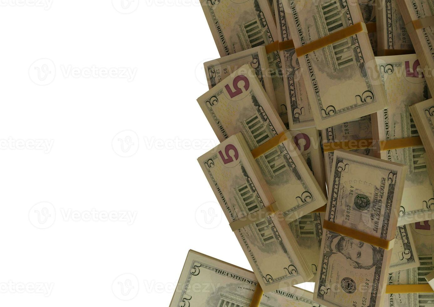 Large pile of five united states dollar bill large resolution for business, finance, news background photo