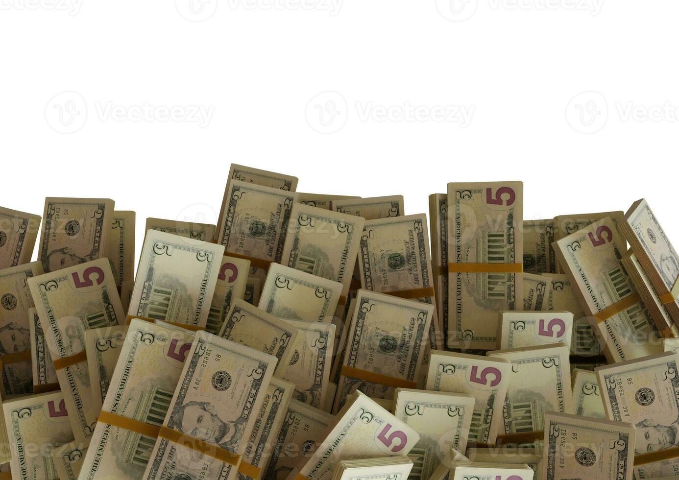 Large pile of five united states dollar bill large resolution for business, finance, news background photo