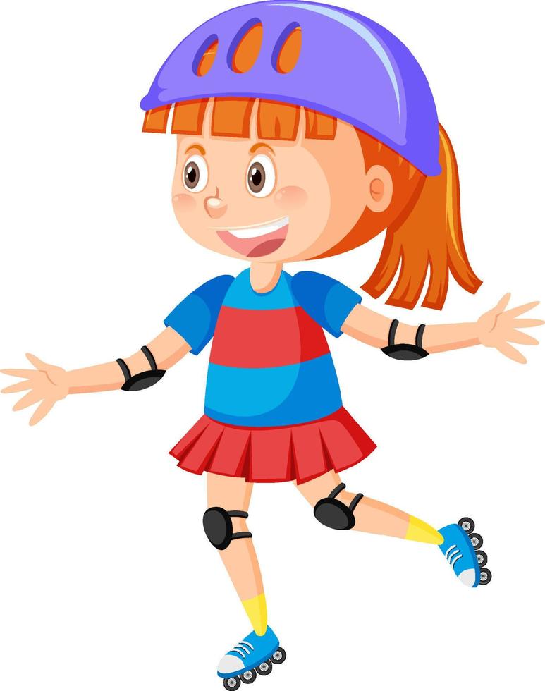 Cartoon girl on inline skates vector