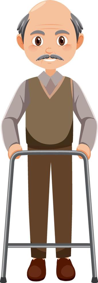 Elderly man with walker vector