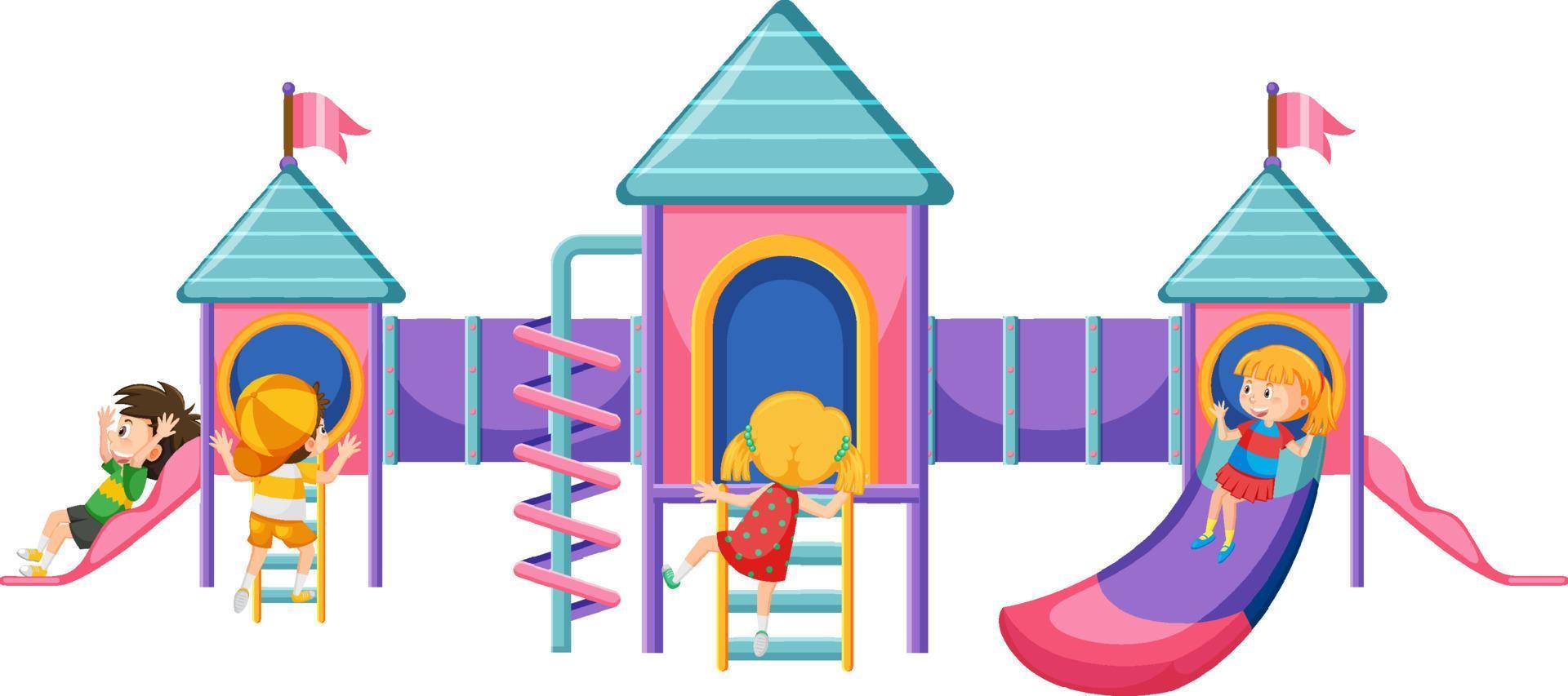 A children playground slide set on white background vector