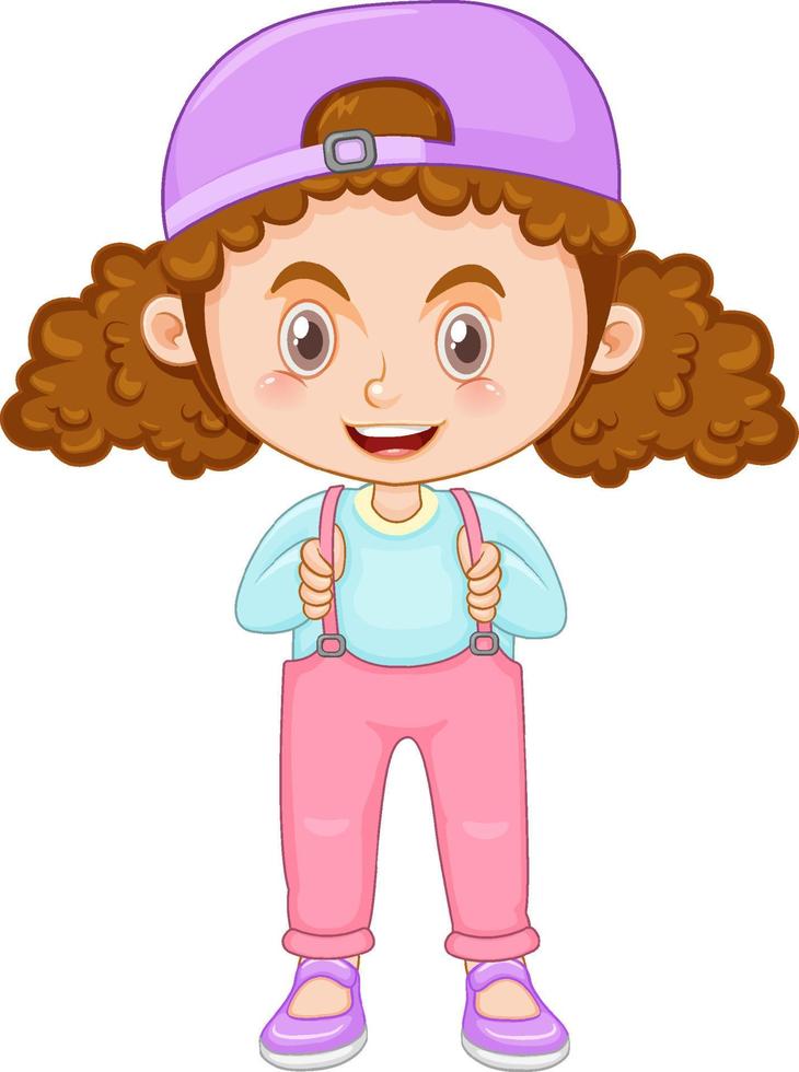 lindo personaje de dibujos animados de niña con cabello rizado coleta  8138065 Vector en Vecteezy