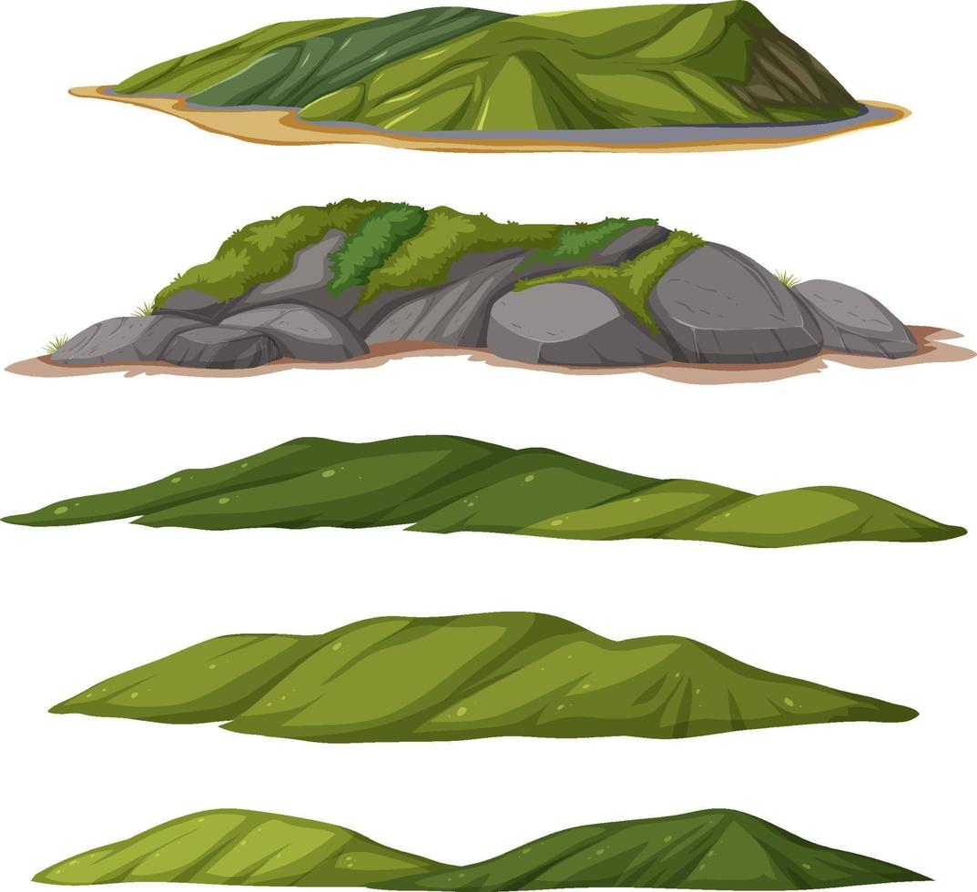 diferentes montañas aisladas sobre fondo blanco vector