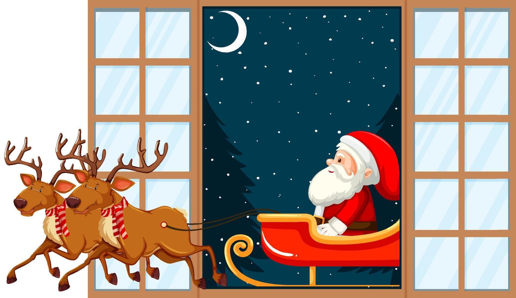 Christmas theme Santa at the door vector