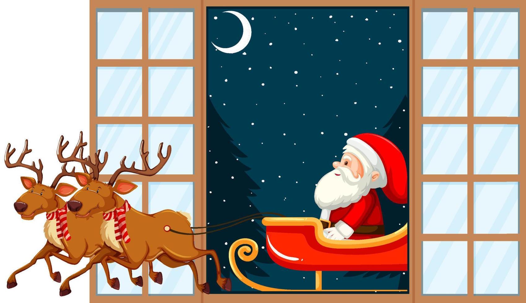 tema navideño santa en la puerta vector